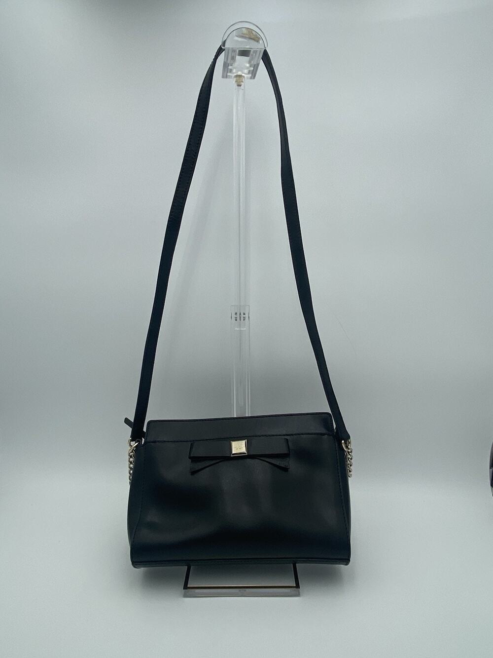 Kate Spade New York Crossbody Black Leather Montford Park Smooth Angelica Bow